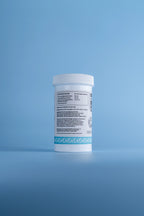 One bottle of LGG Everyday showing the back of the label with nutrition information table, ingredients list, and product information. 